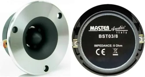 SUPER Tweeter MASTER AUDIO BST03/8 mit 120 watt rms und 240 watt max 9,60 cm Durchmesser 99 db 8 ohm Haus mit Einer Tiefe von nur 3,60 cm, pro Paar 2