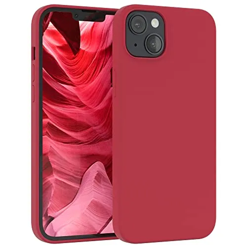 EAZY CASE Premium Silikon Handyhülle kompatibel mit iPhone 14 Plus Slimcover mit Kameraschutz und Innenfutter, Silikonhülle, Schutzhülle, Bumper, Handy Case, Hülle, Softcase, Beere