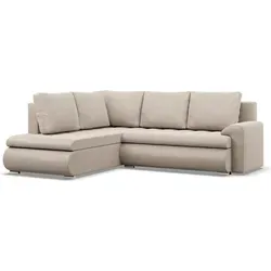 Links Ecksofa mit Schlaffunktion und Ottomane in Beige von Mebligo
