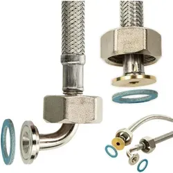 Tecuro Trinkwasser Zulaufschlauch Ig Mit Bogen 90° X Ig - Ktw-a- Dvgw 3/4 X 3/4 X 2500 Mm