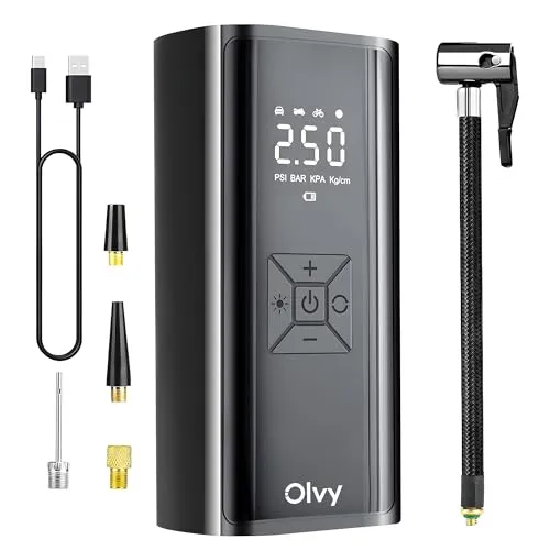 Olvy Mini Reifenpumpe 7000 mAh – Elektrischer Kompressor für Auto und Fahrrad