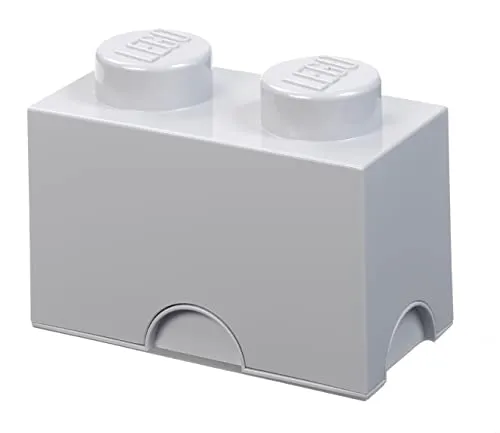 LEGO Aufbewahrungsstein, 2 Noppen, Stapelbare Aufbewahrungsbox, 2,6 l, grau