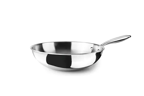 IBILI Triply Natural Wok 20 cm, Edelstahl, induktionsgeeignet, ohne Antihaftbeschichtung
