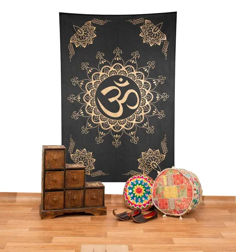 Om Yantra Mandala Dekotuch – Wandbehang ca. 200 x 135 cm - Vielseitiger Wandteppich aus 100% Baumwolle, ideal für alle Räume. Das farbenfrohe Mandala-Design sorgt für eine harmonische Atmosphäre in Ihrem Zuhause.