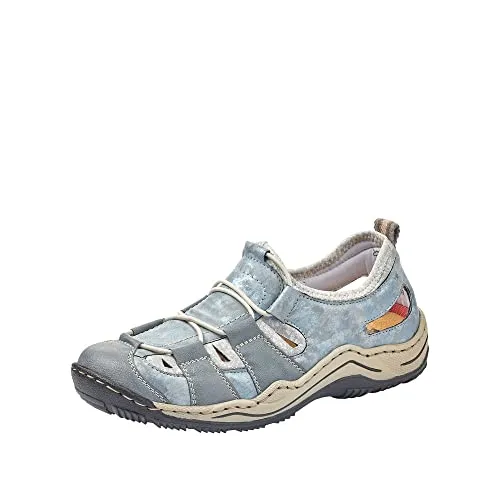 Rieker Damen L0561 Halbschuh - Damen-Sneaker mit elastischem Gummizug, weicher und herausnehmbarer Einlegesohle sowie leichter, schockabsorbierender Sohle für hohen Tragekomfort.