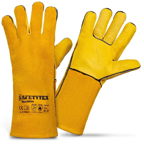 Paar Kaminhandschuhe Ofenhandschuhe Leder feuerfest Hitzeschutzhandschuhe NEU 1