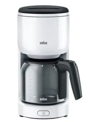 Braun KF 3100 WH Filterkaffeemaschine - 10 Tassen, 1000 Watt - Kaffeemaschine für 10 Tassen, 1000 Watt Leistung, kompakt und ideal für den täglichen Genuss von frisch gebrühtem Filterkaffee.