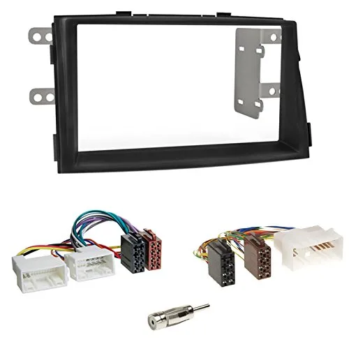 Einbauset : Autoradio Doppel-DIN 2-DIN 2 DIN Radioblende Radio Blende Halterung schwarz + ISO Radioanschlusskabel Radio KFZ Adapter + Antennenadapter für Kia Sorento II (XM) 04/2009-10/2012