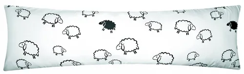 Heubergshop Kissenhülle, (1 Stück), Mako-Satin Seitenschläferkissenbezug 40x145cm Schafe Weiß (99/2-Satin)