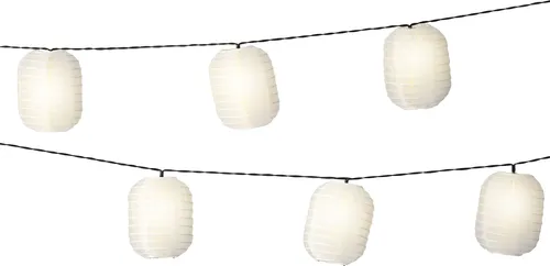 LED Solar Lichterkette Lampions 4,5m Nylon Weiß / Warmweiß