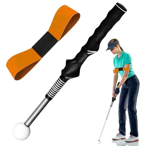WANDGU Einziehbare Golf Trainingshilfen: Verstellbarer Golf Grifftrainer mit Armband zu Haltungskorrektur, Golf-Ausrichtungsstäbe, Tragbares Teleskopisches Golfgriff für Aufwärmübungen und Chippen
