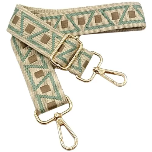 Verstellbarer Schultergurt für Taschen Grün Khaki, Taschengurte zum Wechseln, Taschengurt Breit mit Karabiner Gold, 80-130 cm Tragegurt Tasche für Damen Schulterriemen, Handtasche, 3.8cm, 1111