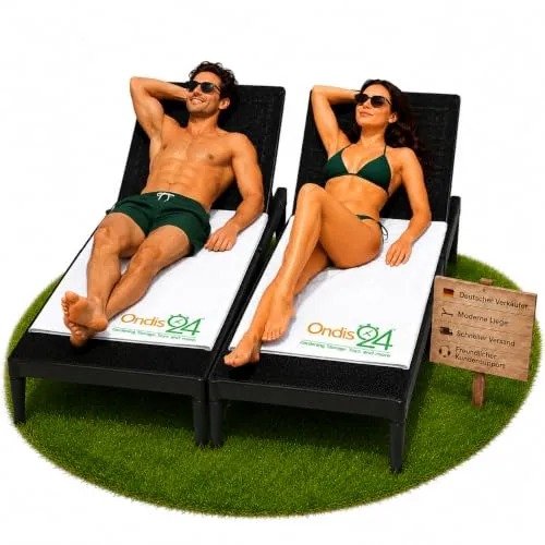 2x Sonnenliege Sirolo Anthrazit Rattanoptik mit verstellbarer Rückenlehne - Moderne Strandliege in Rattanoptik, faltbar und wetterfest. Ideal für entspannte Stunden im Garten oder am Pool. Höhenverstellbares Kopfteil für optimalen Komfort.