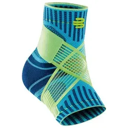 Bauerfeind Fußbandage Ankle Support für den rechten Fuß, blau|bunt S - Bandagen für Sportler, atmungsaktive Fußbandage für optimale Stabilität beim Fußball, Tennis und mehr.