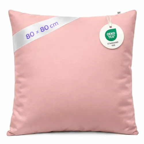 Wolkenfeld Kopfkissenbezug 80x80 – Weicher Kissenbezug für Standardkissen – Öko-Tex Zertifiziert – Kissenhülle mit verdecktem Reißverschluss – Pflegeleicht & atmungsaktiv – Rosa