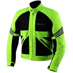 NERVE Motorradjacke Go grün|schwarz XL - Wasserdichte und winddichte Motorradjacke in limette-schwarz mit 6 Taschen und Reflektoren für optimale Sichtbarkeit, ideal für sicheres Fahren.