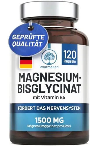 Magnesium Bisglycinat mit Vitamin B6 – Hochdosiert 1500 mg