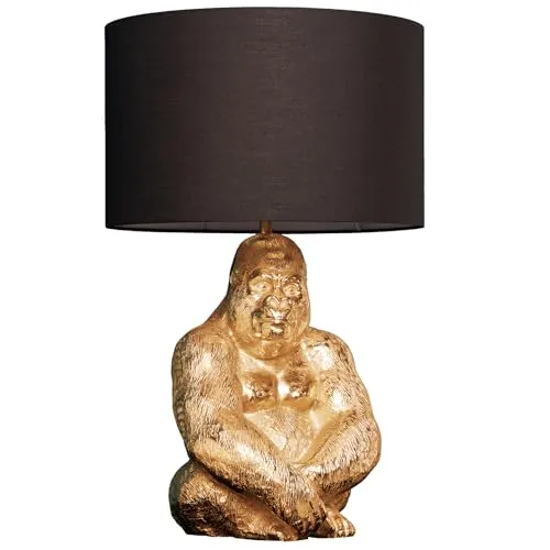 riess-ambiente Tischleuchte KONG 60cm gold/schwarz - Nachttischleuchten mit einzigartigem Gorilla-Design, handgefertigt und stimmungsvoll, ideal für individuelle Wohnakzente.
