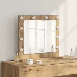vidaXL Kosmetikspiegel mit LED-Lichtern - Rasierspiegel mit integriertem LED-Licht für perfektes Make-up und Körperpflege, modernes Design aus Artisan Eiche, ideal für platzsparende Wandmontage.