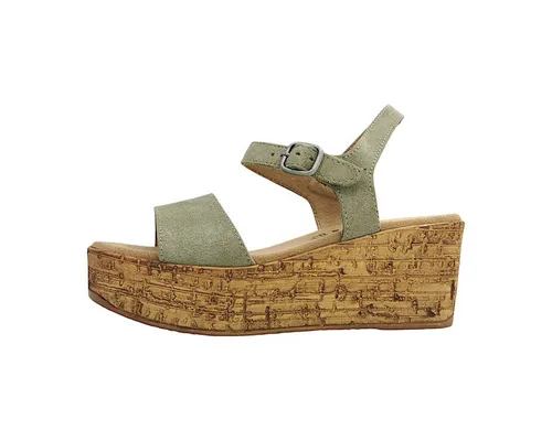 s.Oliver Damenschuhe Sandalette Grün - Wanderschuhe in Pistachio 728, aus hochwertigem Leder mit bequemem Keilabsatz von 6,5 cm – ideal für Freizeitaktivitäten.
