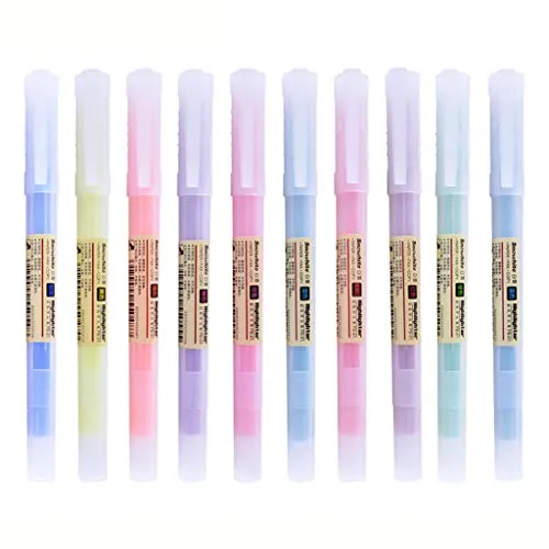 Textmarker, 10 Farben, Textmarker, Pastell-Marker für Studenten, Künstler, Lehrer,