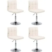 DELUKE 4er Set Barhocker BANGKO Kunstleder Creme 44x49x74cm Barstuhl Höhenverstellbar Mit Lehne Drehbar Tresenhocker Tresenstuhl