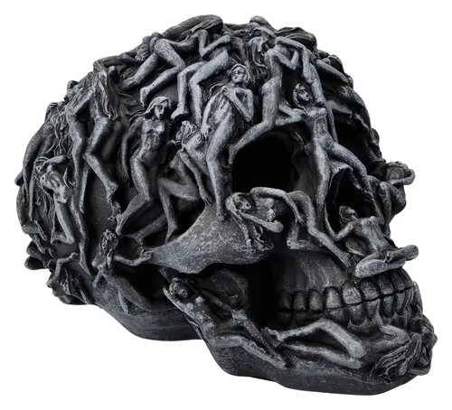 Höllen Totenkopf mit gequälten Seelen - Hell's Desire - Gothic Sammlerfigur aus Kunststein, detailreiche Verarbeitung und handbemalt, sorgt für gruselige Atmosphäre in jedem Raum. Höhe: 13 cm, Breite: 12 cm, Tiefe: 18,5 cm.