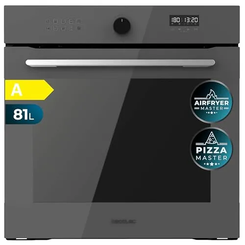 Cecotec Einbaubackofen Multifunktion Bolero Hexa AF316000 60 cm - Multifunktions-Backofen mit 81L Kapazität und 11 Funktionen, inklusive Airfryer Master und Pizza Master für gesunde, knusprige Gerichte und perfekte Pizzas.