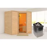 Woodfeeling Sauna-Set Steena 1 inkl. Edelstahl-Ofen 9 kW mit integr. Steuerung