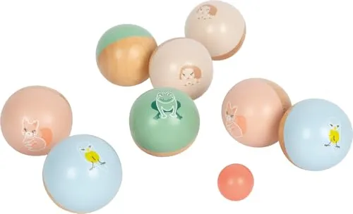 small foot Boule „Garden Buddies“ aus Holz - Boule-Spiel für die ganze Familie, mit niedlichen Tiermotiven, fördert Geschicklichkeit und Konzentration, ideal für Garten, Park und Strand.