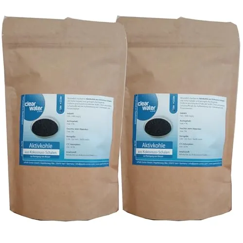 2L / 1kg Aktivkohle Granulat aus Kokosnussschalen, 8x30 mesh – Hochwertige Filterkohle zur Wasserreinigung für Trinkwasserfilter