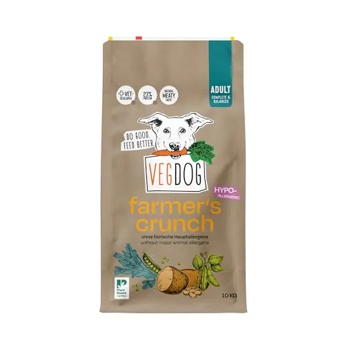 VEGDOG Farmer's Crunch Trockenfutter, hypoallergen, Adulte Hunde, 10kg