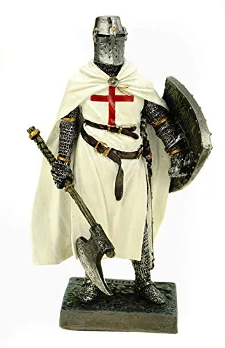 Joh. Vogler GmbH Deutscher Tempelritter mit Axt + Schild 18 cm Figur - Sammlerfiguren, detailreiche Deko-Skulptur eines Templerritters mit Axt und Schild für historische Liebhaber und Deko-Enthusiasten.