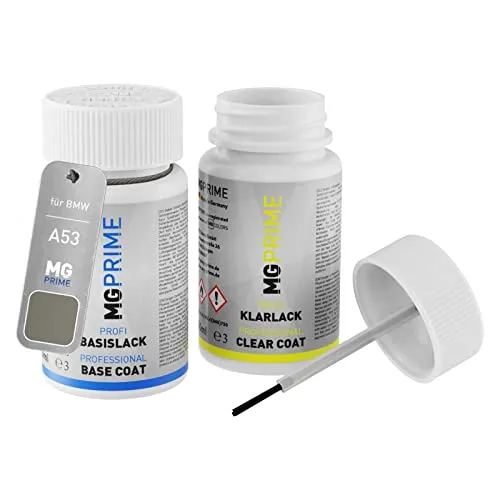 MG PRIME Autolack Lackstift Set für BMW A53 Platinbronze Metallic/Platinum Bronze Metallic Basislack Klarlack je 50ml