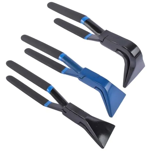 Hopzty 3tlg 0° 45° 90° Falzzange Gerade Abgewinkelt Abkantzange Blechzange Maulbreite 60 mm - Bewährtes Dachdeckerwerkzeug (Blau & Schwarz)