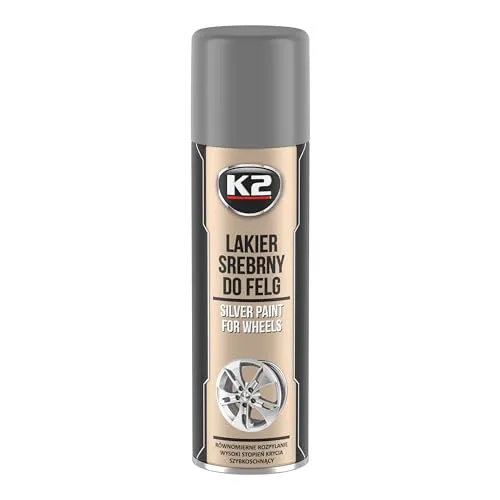 K2 Silber Spray Lack, Felgen Spritzen, Sprühfarbe, Sprühlack, Chromlook, Felgensilber, Spray 500ml