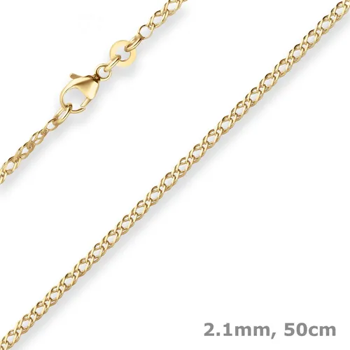2,1mm Zwillingspanzerkette Collier Halskette aus 585 Gold Gelbgold 50cm