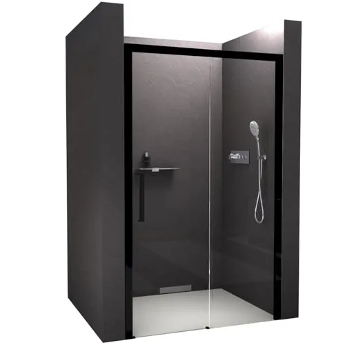 BERNSTEIN Nischendusche DX906 mit Soft-Close Schiebetür - Duschtüren: Flexible Montage und pflegeleichte NANO Duschwand aus Klarglas, perfekt für moderne Bäder.