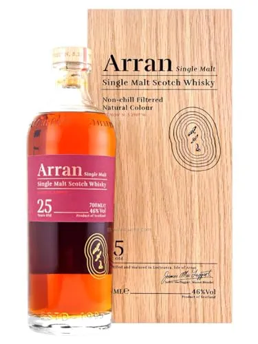 Arran 25 Jahre - Single Malt Scotch Whisky - Whisky aus Schottland, 25 Jahre gereift, unverfälschter Genuss mit vollem Aroma, ideal für Kenner und Sammler.