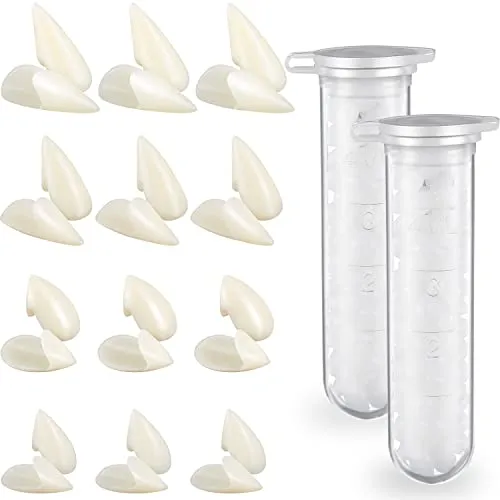Paar Vampir Zähne Kostüm 4 Größe Fangs Gefälschte Zähne mit 2 Pellets für Cosplay Party Requisiten Halloween Gefälligkeiten 12