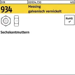 DIN 934 Sechskantmutter M 4 x 0,7 aus Messing - Hochwertige galvanisch vernickelte Sechskantmuttern, ideal für langlebige Verbindungen - 1000 Stück im Set.