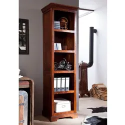 Massivmoebel24 Bücherregal OXFORD 1-tlg. - Elegantes Bücherregal aus Akazie, 54x44x195 cm, nougat lackiert – ideal für stilvolle Wohnräume.