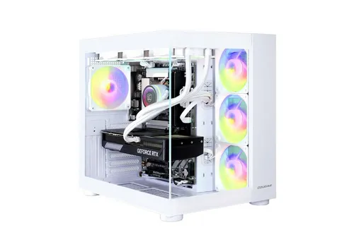 Cougar FV150 WT 7512 Gaming-PC - PC-System mit Intel Core Ultra 5, RTX 5060Ti und 32 GB DDR5 RAM, ideal für Gaming und kreative Anwendungen, ausgestattet mit effizienter Wasserkühlung und ARGB-Beleuchtung.