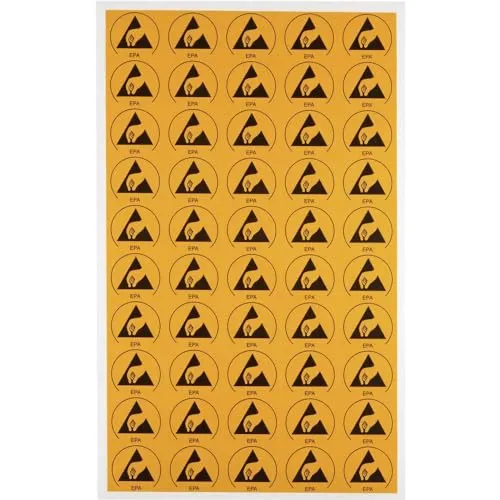 Wolfgang Warmbier 2850.3025 Antistatisches Logo (ESD) Gelb, Schwarz (L x B) 30 mm x 25 mm, selbstklebend, 50 Stück