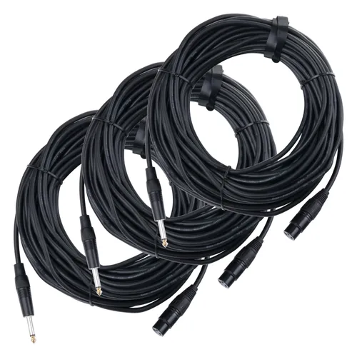 Pronomic Stage XFJ-20 Mikrofonkabel 20 m Schwarz 3er Set - Mikrofonkabel, 20 m Länge, hochwertige Stecker und Schirmung, ideal für professionelle Anwendungen, 3 Stück im Set.
