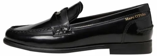 Marc O'Polo Damen Loafer aus Leder, Schwarz (Black), 38 - Mary Jane Halbschuhe für Damen, aus 100% edlem Rindsleder, mit atmungsaktivem Innenfutter und Memory-Foam für ultimativen Komfort und stilvolles Design.