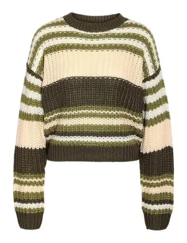 NMCHARLIE L/S O-Neck Stripe Knit NOOS - Stylischer Strickpullover für Damen mit Rundhalsausschnitt und langen Ärmeln, perfekt für jeden Anlass.