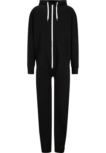 Urban Classics Herren Sweat Jumpsuit Overall, Schwarz/Weiß, XS/S - Streetwear Trainingsanzüge für Herren, lässiger Jumpsuit aus langlebiger Baumwolle mit baggy Passform und intensiver Farbe für einen coolen Look.