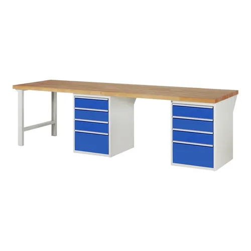 Rau Werkbank 7510A8 - Robuste Standardwerkbank mit 20 Schubladen - Standardwerkbank mit massiver Buche-Arbeitsplatte, 20 Schubladen für optimalen Stauraum und einer Tragkraft von bis zu 1000 kg. Ideal für professionelle Werkstätten und Hobby-Handwerker.
