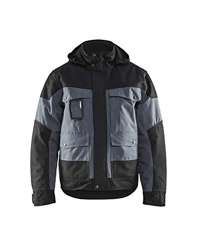 Blakläder Winterjacke 2XL - Grau / Schwarz - Funktionsjacke mit warmem Steppfutter, verstellbarem Saum und abnehmbarer Kapuze für höchsten Komfort bei jedem Wetter. Ideal für aktive Einsätze und zertifiziert nach EN 343.